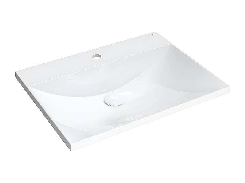 Vasque 60 x 46 cm blanc brillant bonde de vidage incluse