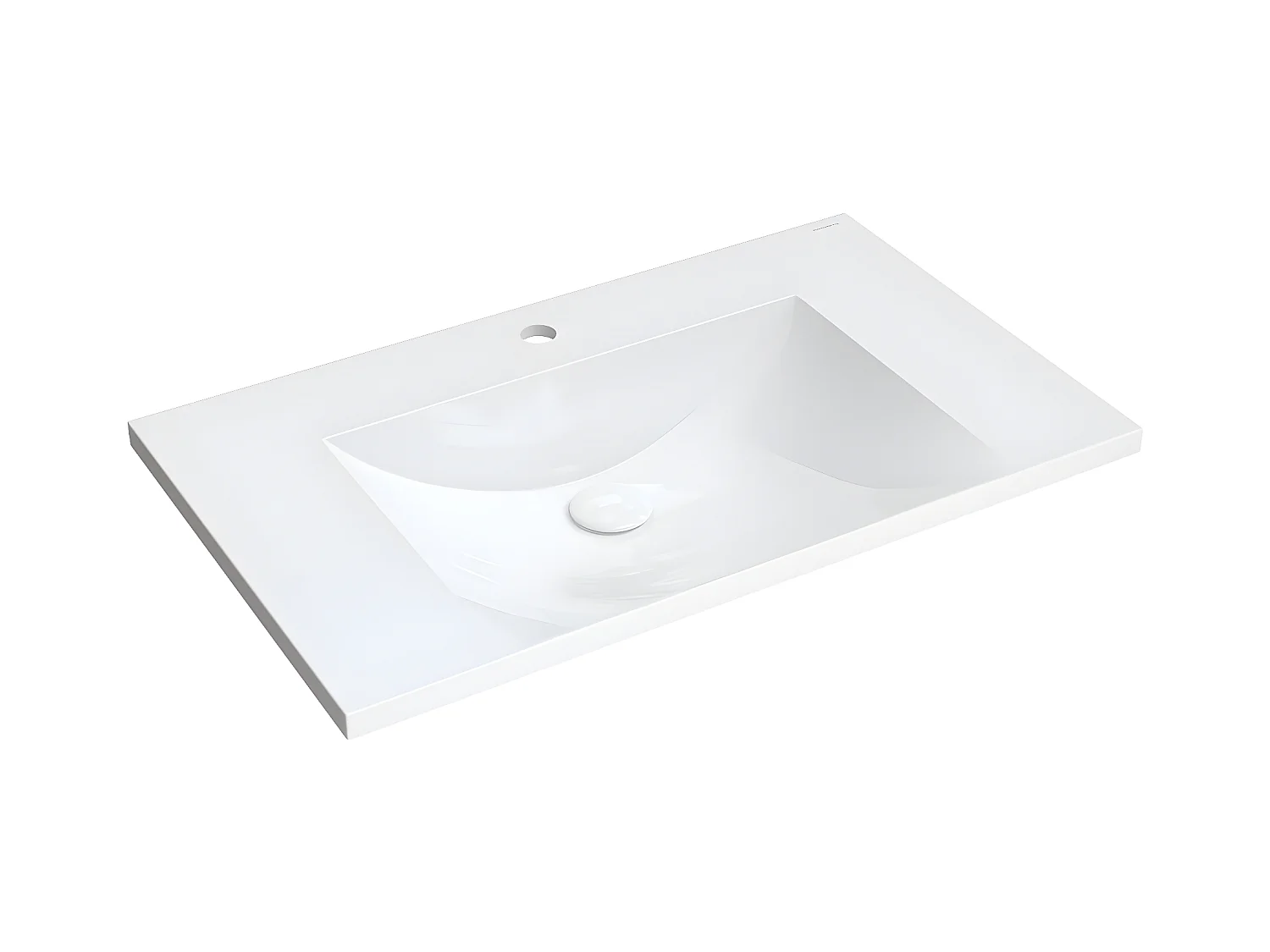Vasque 76 x 46 cm blanc brillant  bonde de vidage incluse