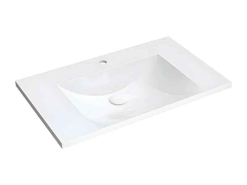 Vasque 76 x 46 cm blanc brillant  bonde de vidage incluse