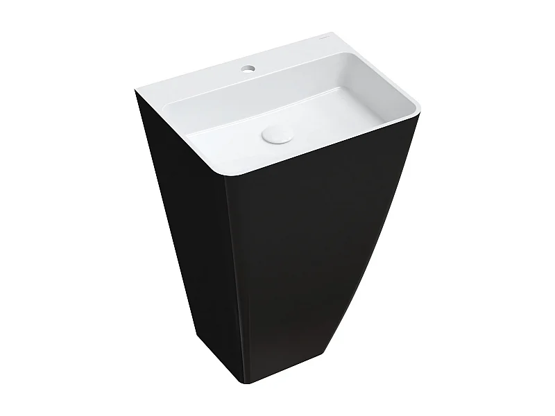 Lavabo PARMA sur pied  55 x 43 cm blanc-noir brillant  bonde de vidage incluse
