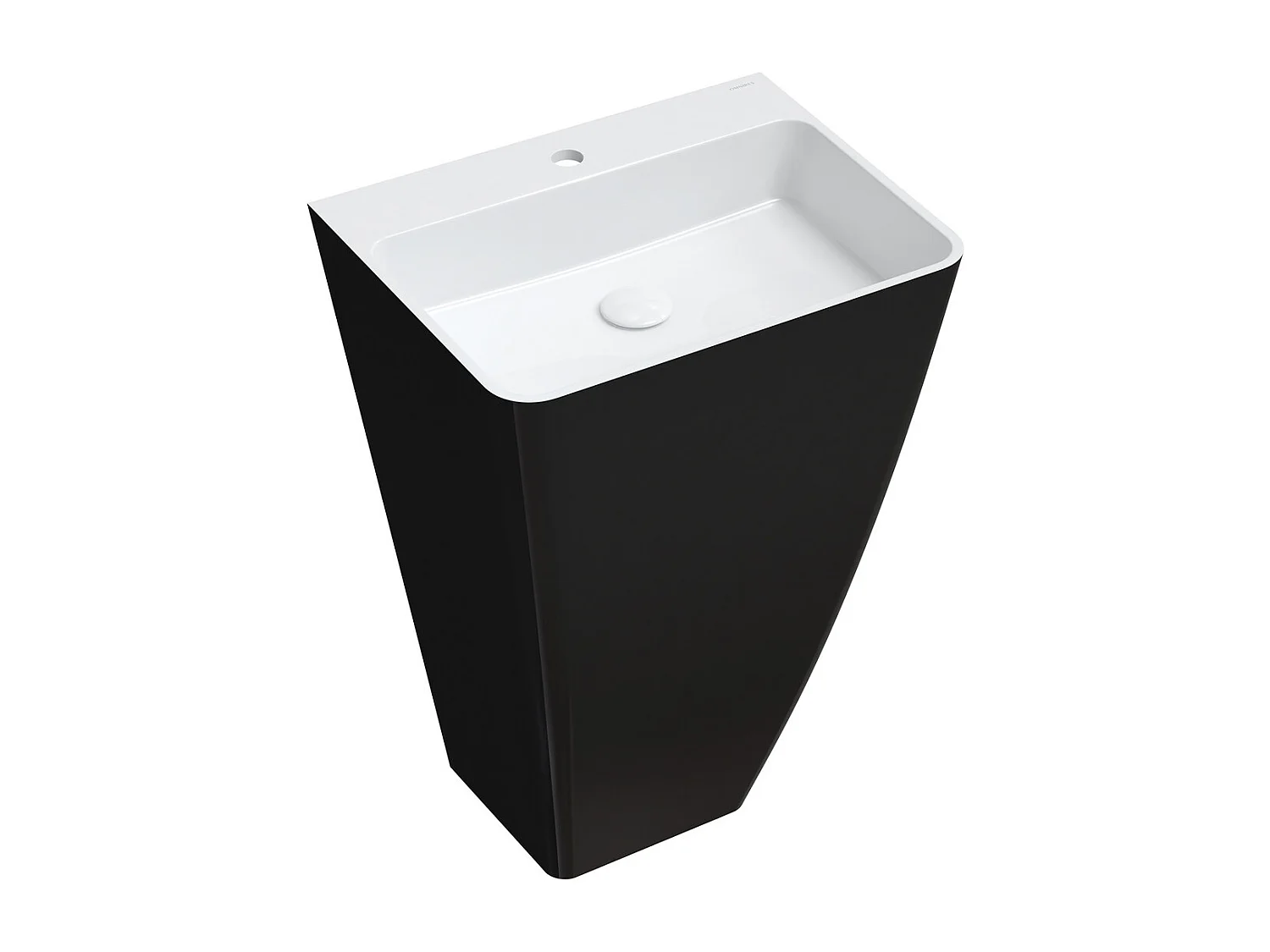 Lavabo PARMA sur pied  55 x 43 cm blanc-noir brillant  bonde de vidage incluse