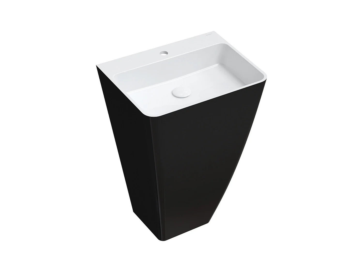 Lavabo PARMA sur pied  55 x 43 cm blanc-noir brillant  bonde de vidage incluse