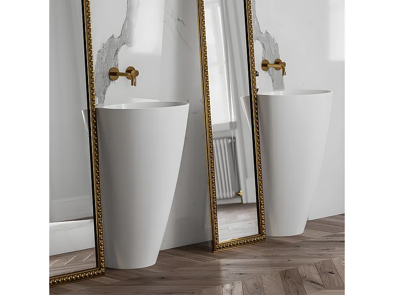 Lavabo sur pied  55 x 43 cm blanc brillant bonde de vidage incluse