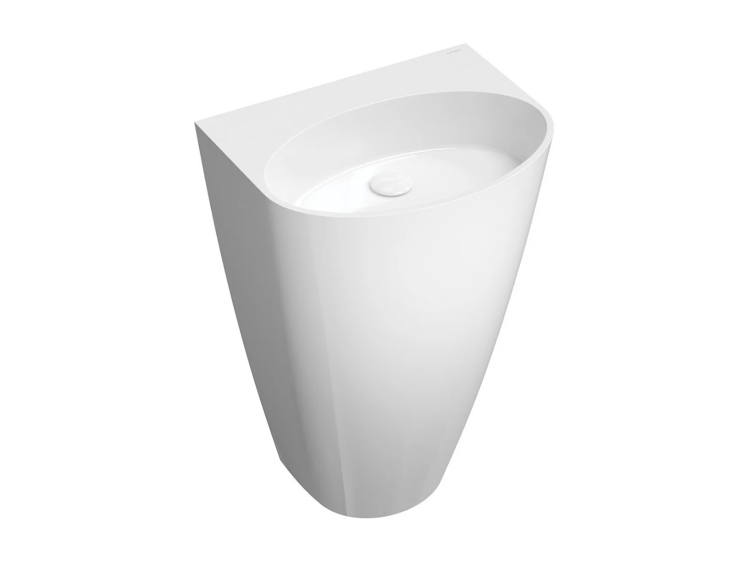Lavabo sur pied  55 x 43 cm blanc brillant bonde de vidage incluse