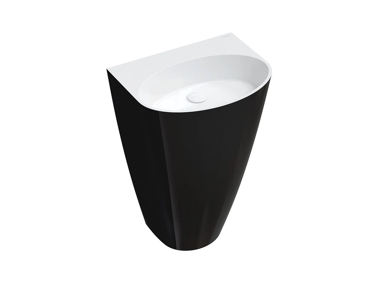 Lavabo sur pied  55 x 43 cm blanc-noir brillant  bonde de vidage inclus