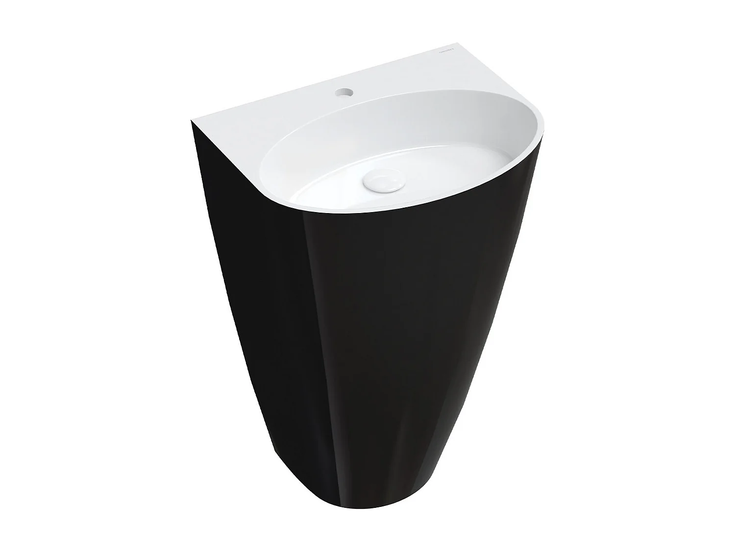 Lavabo sur pied 55 x 43 cm blanc noir brillant bonde de vidage incluse