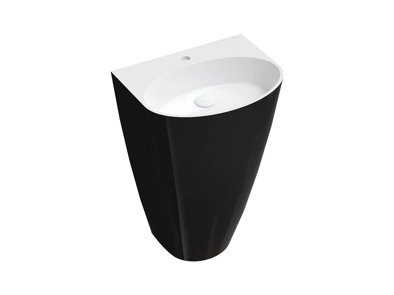 Lavabo sur pied 55 x 43 cm blanc noir brillant bonde de vidage incluse