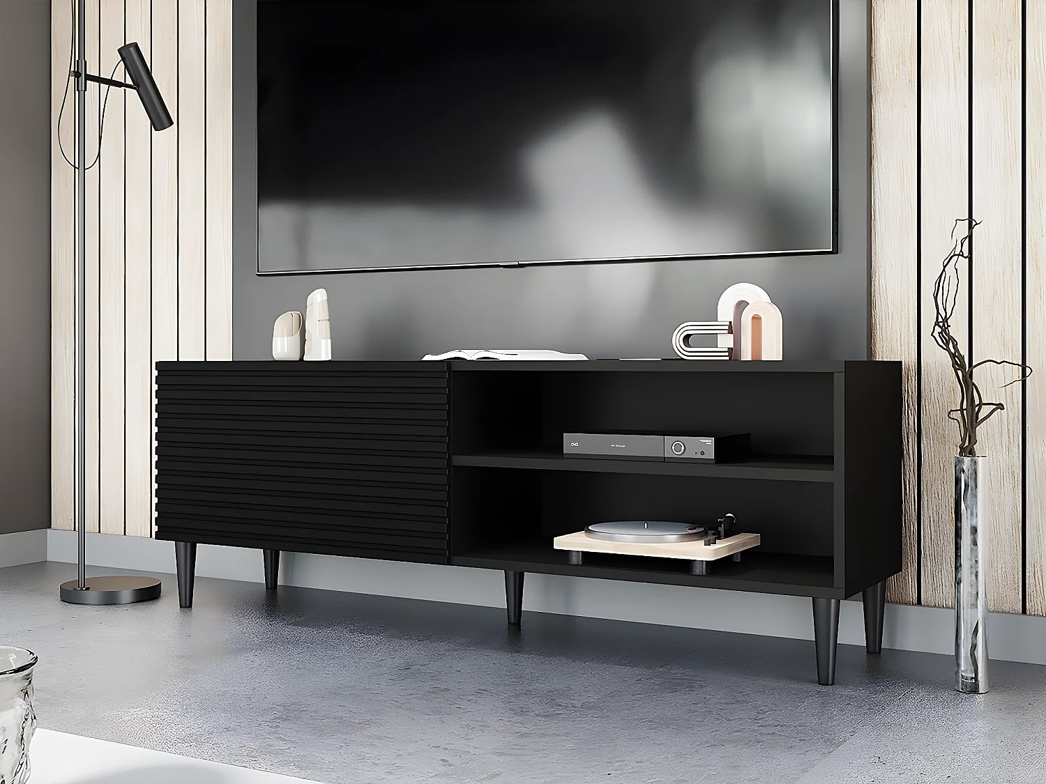 Meuble TV "Nakomo " - 150 cm x 53 cm x 40 cm - Noir