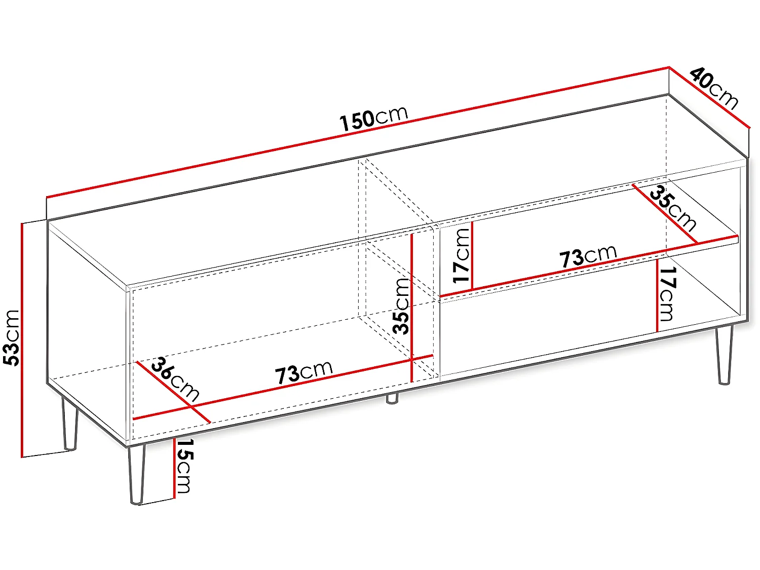 Meuble TV "Nakomo " - 150 cm x 53 cm x 40 cm - Noir