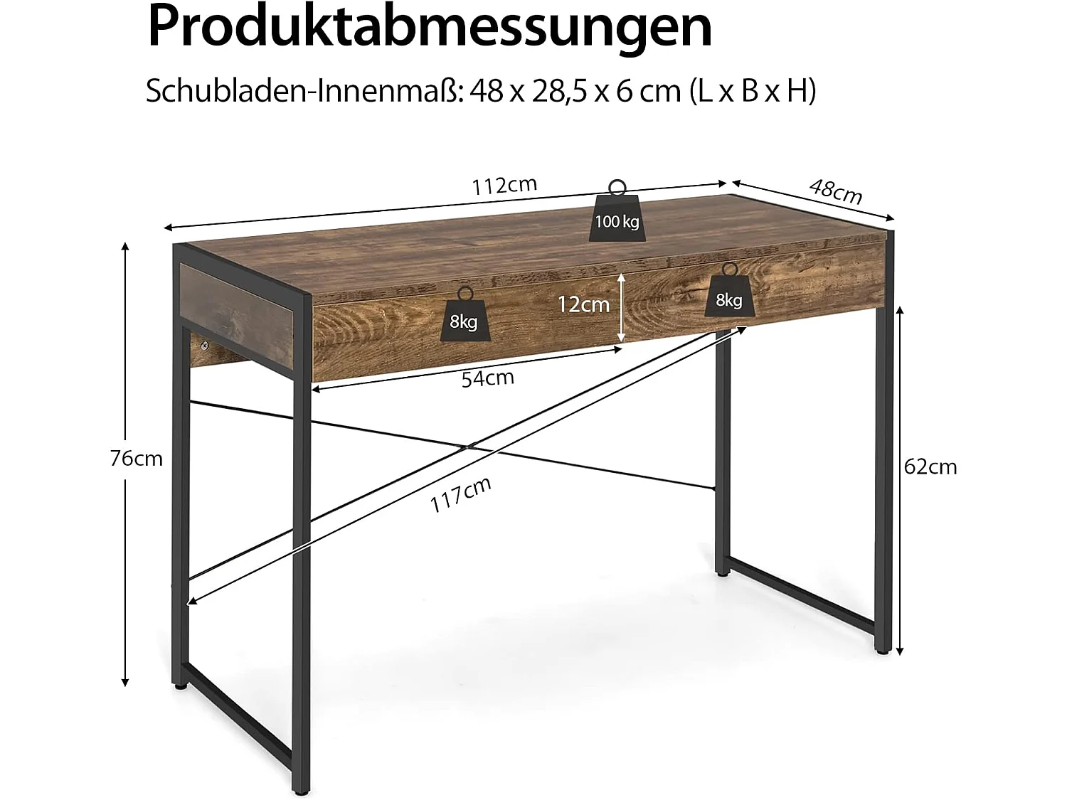 Computertisch mit 2 Schubladen ON32513
