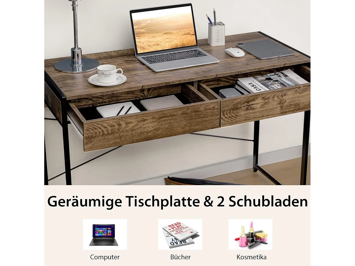 Computertisch mit 2 Schubladen ON32513