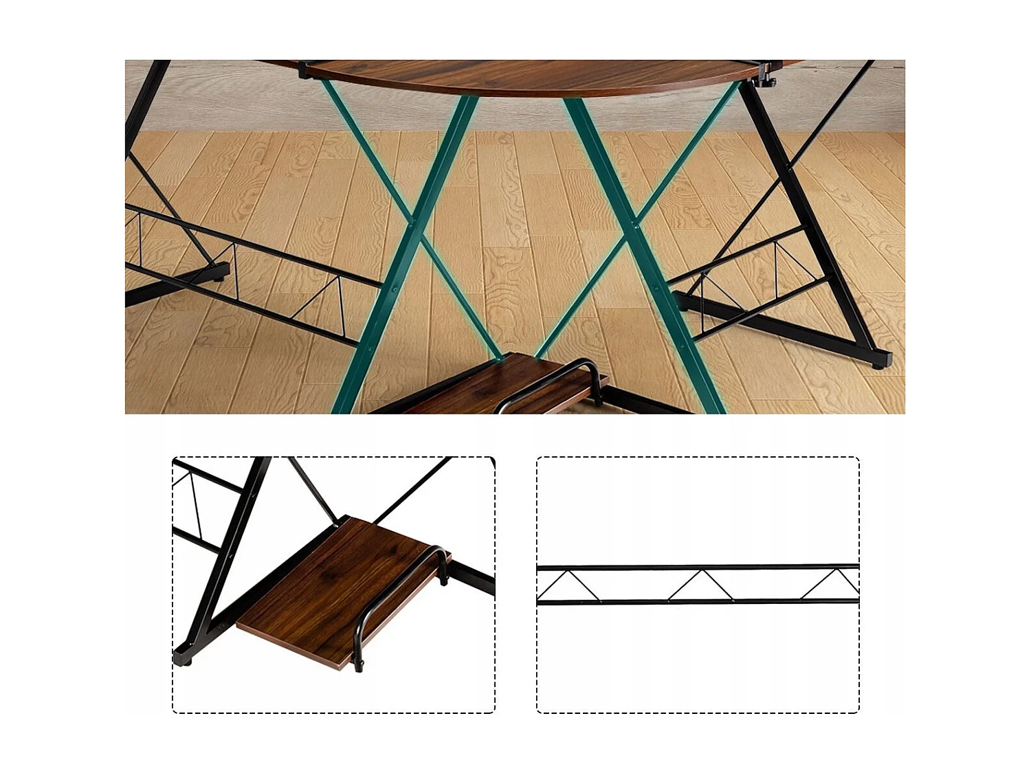 L-Form Computertisch Schreibtisch Bürotisch Ecktisch Winkelschreibtisch Walnuss