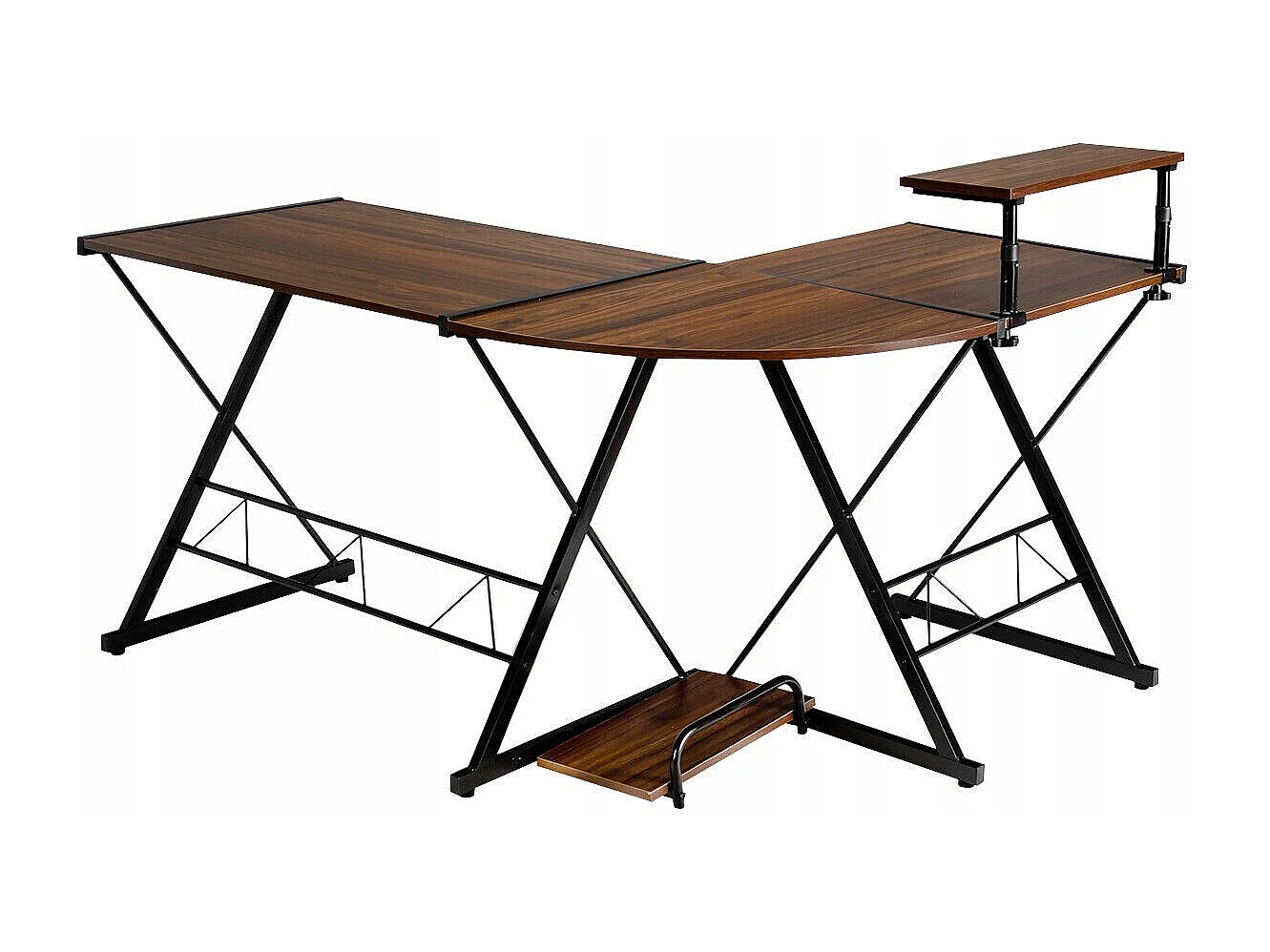 L-Form Computertisch Schreibtisch Bürotisch Ecktisch Winkelschreibtisch Walnuss