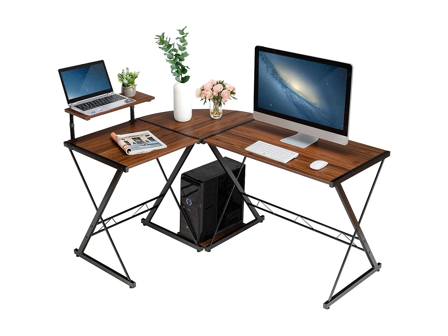 Eckschreibtisch L-Förmiger Computertisch aus Holz 147 x 112 x 79 cm Braun