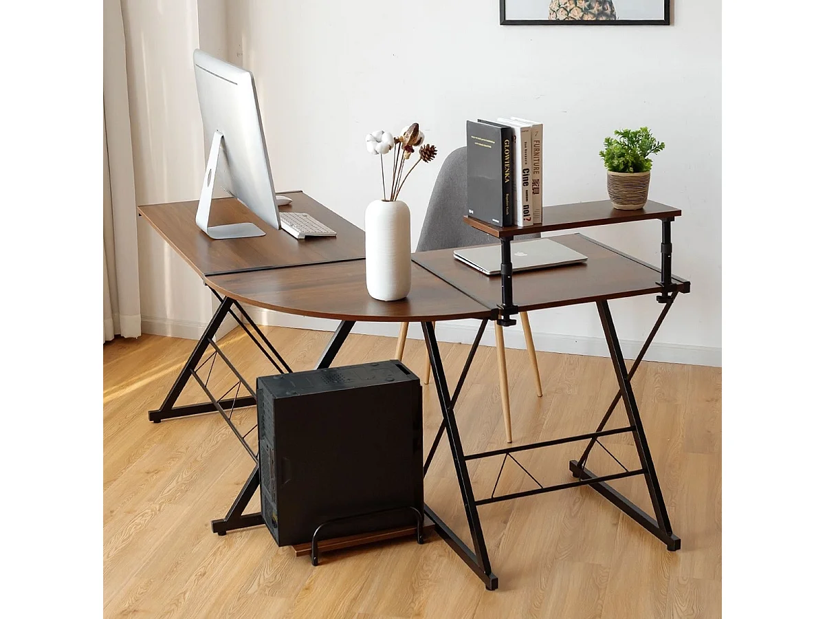 Eckschreibtisch L-Förmiger Computertisch aus Holz 147 x 112 x 79 cm Braun