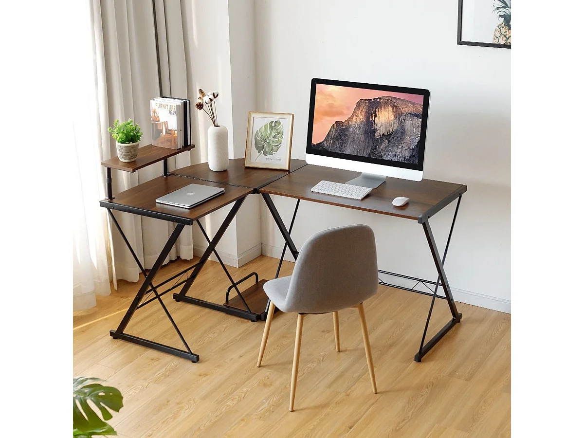 Eckschreibtisch L-Förmiger Computertisch aus Holz 147 x 112 x 79 cm Braun