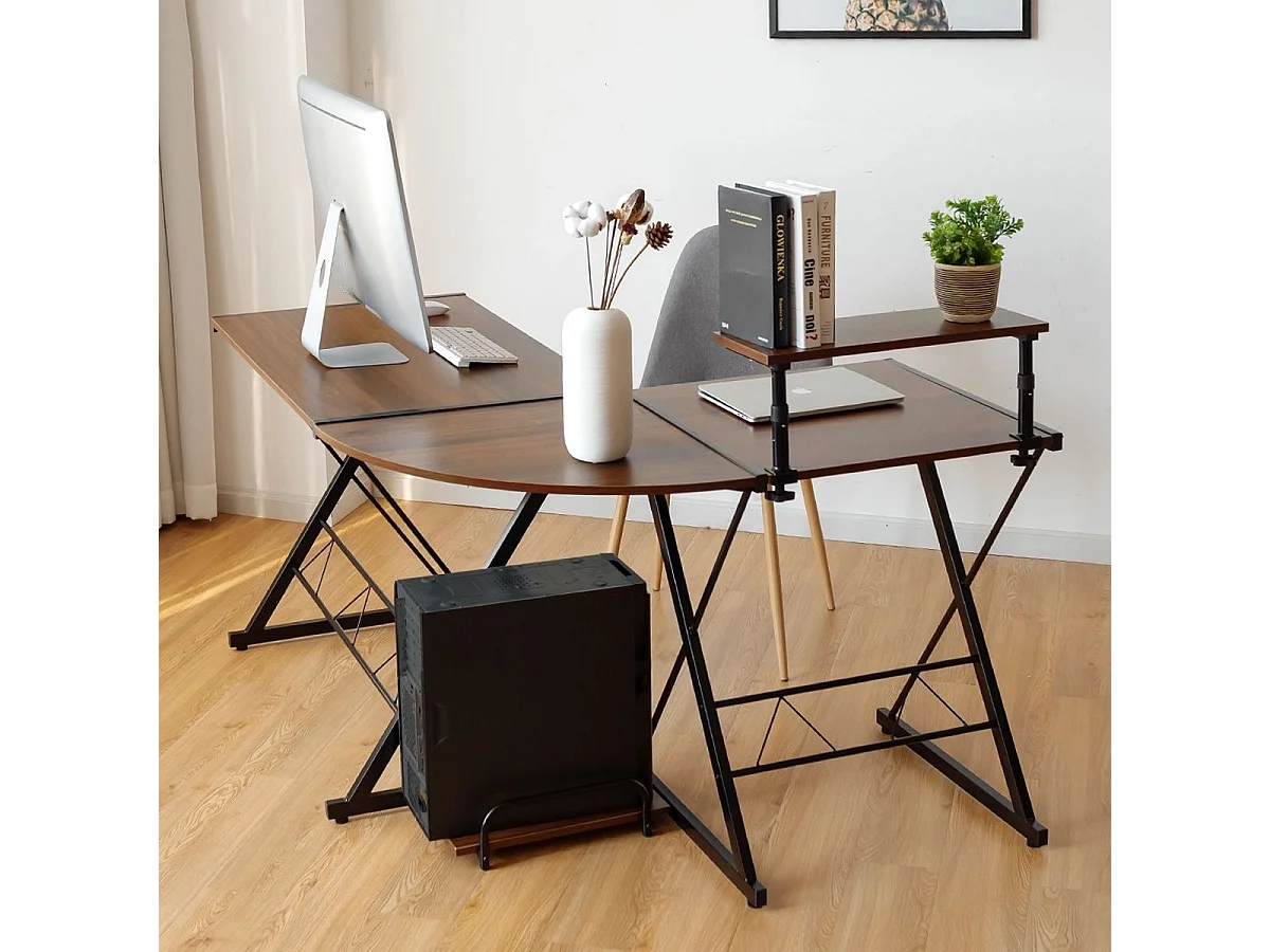 Eckschreibtisch L-Förmiger Computertisch aus Holz 147 x 112 x 79 cm Braun