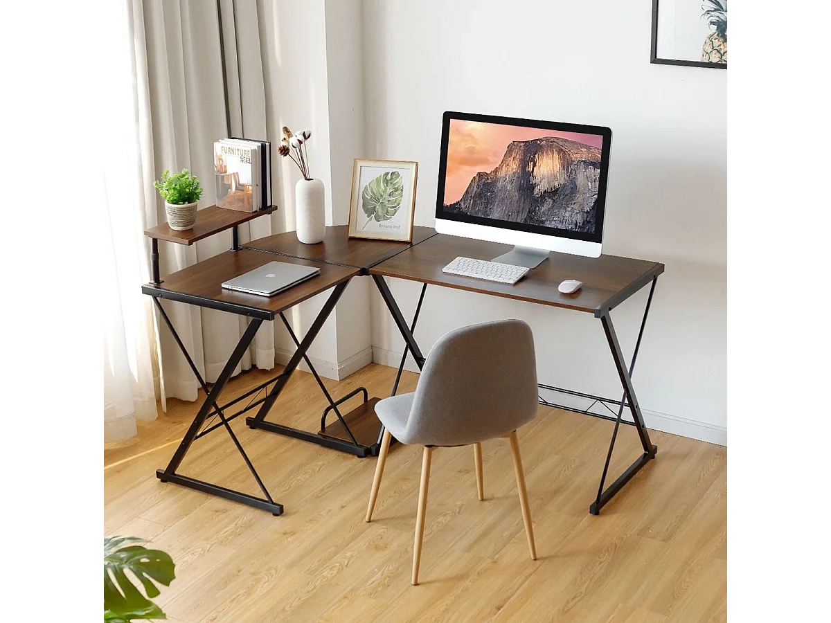 Eckschreibtisch L-Förmiger Computertisch aus Holz 147 x 112 x 79 cm Braun