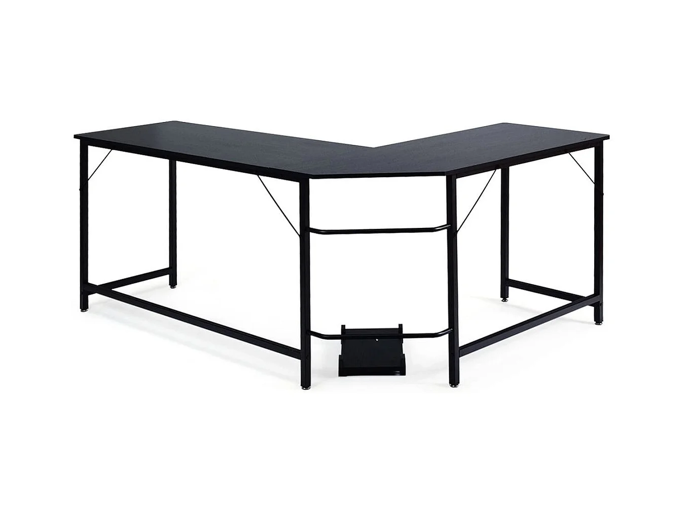 Scrivania ad angolo a forma L per ufficio, Tavolo ampio per computer in legno da casa 168x125x74cm Nero