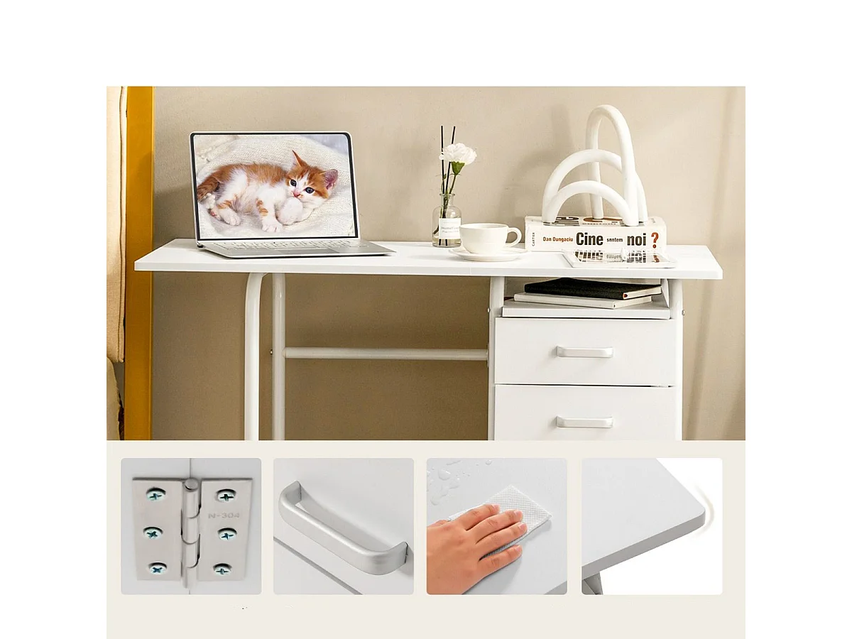 Zusammenklappbarer Schreibtisch mit Rädern Computertisch 105 x 50 x 75 cm Weiß