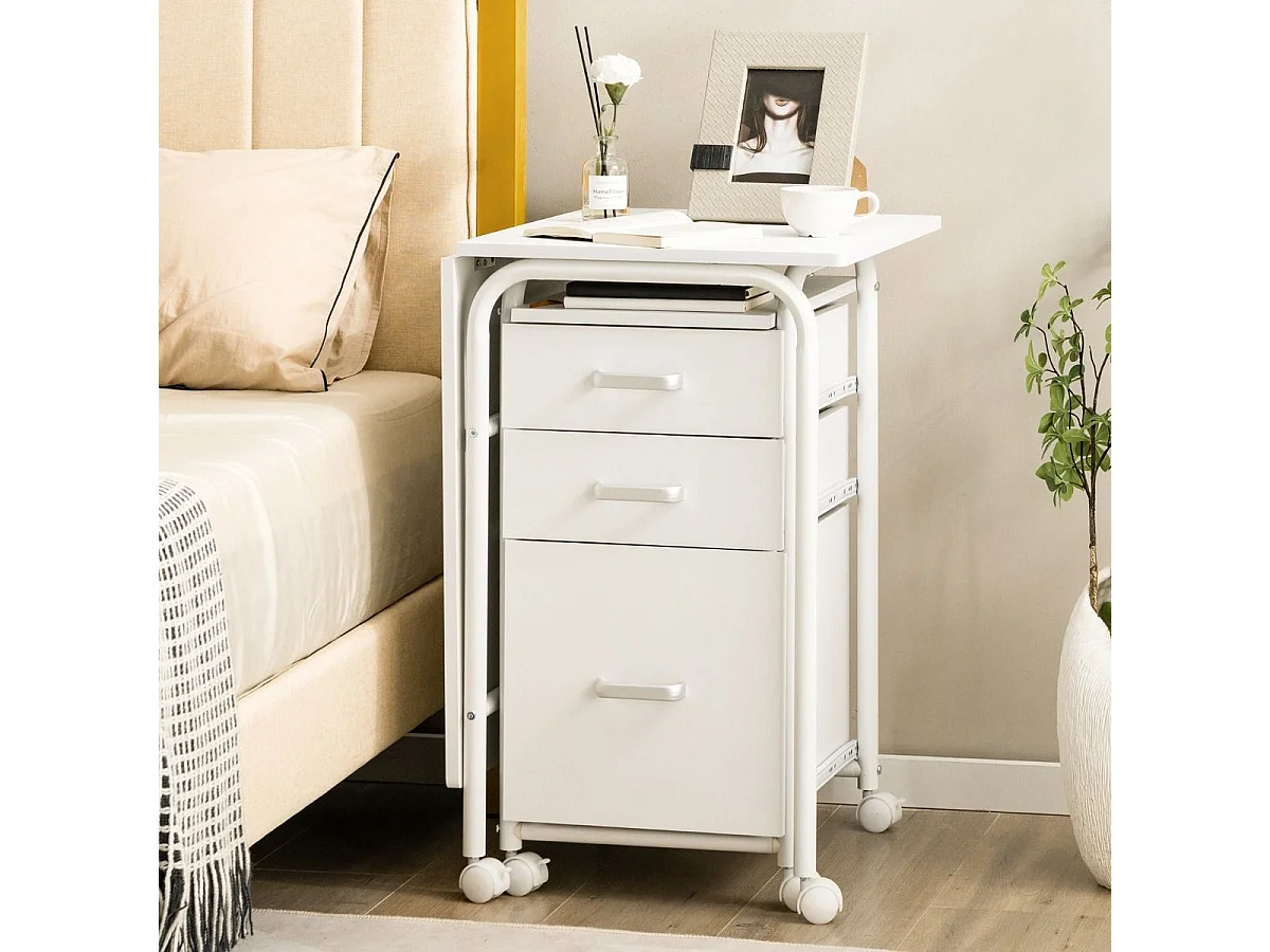 Zusammenklappbarer Schreibtisch mit Rädern Computertisch 105 x 50 x 75 cm Weiß