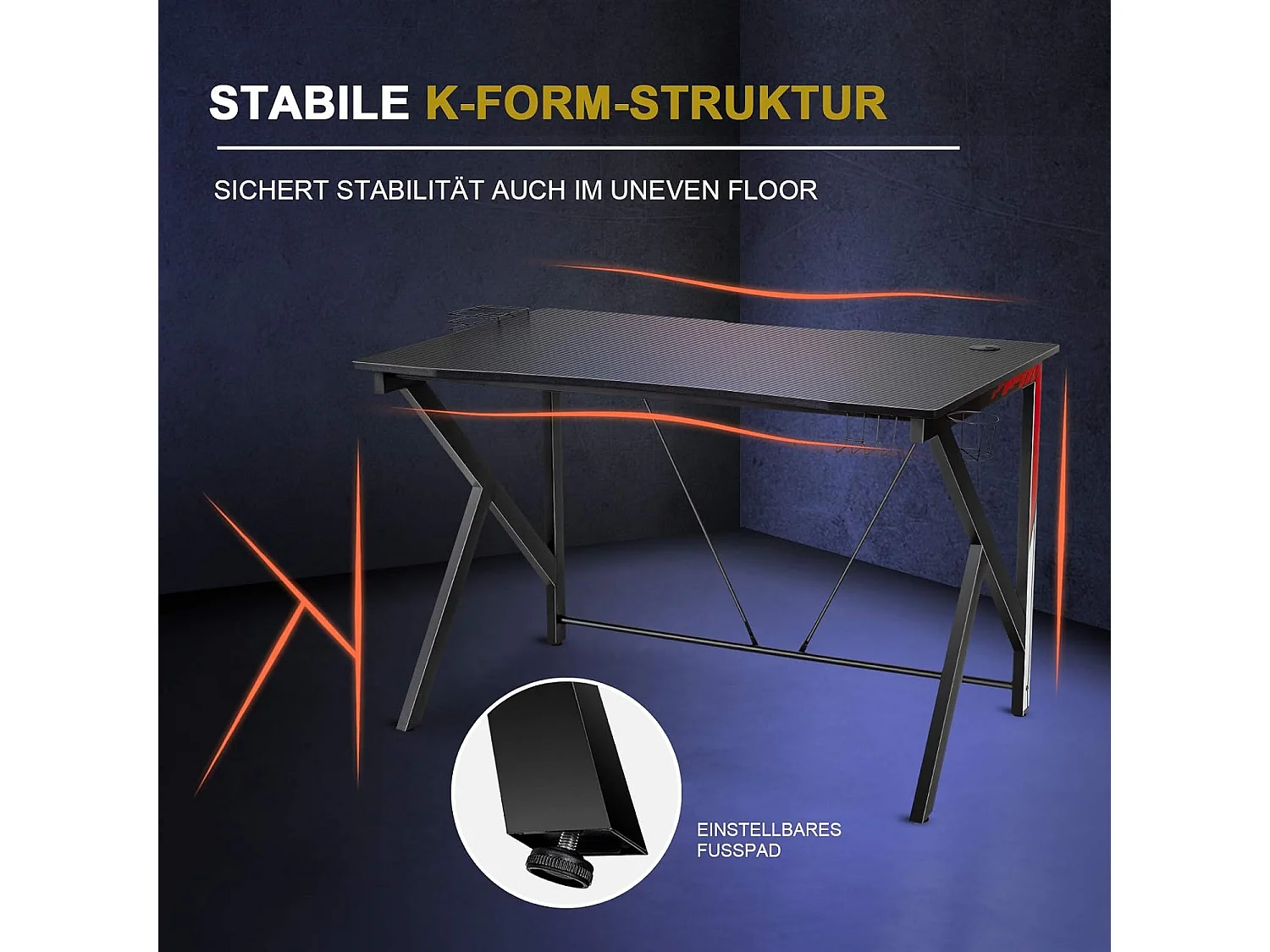 K-förmiger Computertisch