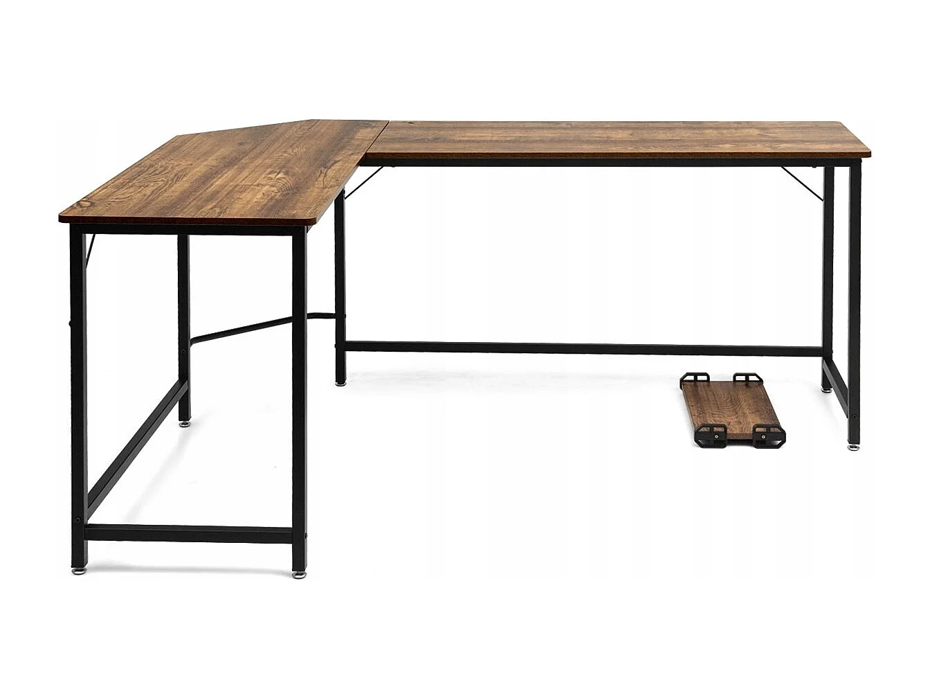 Scrivania ad angolo a forma L per ufficio, Tavolo ampio per computer in legno da casa 168x125x74cm Caffè