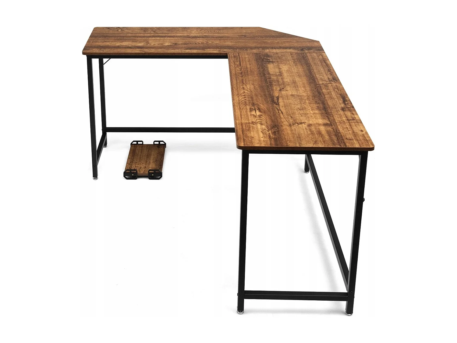 Scrivania ad angolo a forma L per ufficio, Tavolo ampio per computer in legno da casa 168x125x74cm Caffè