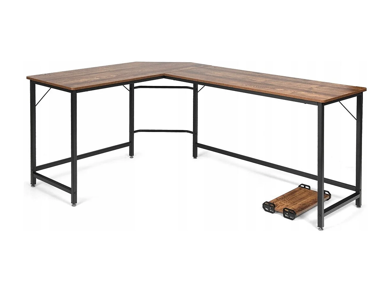 L-Form Computertisch PC Eckschreibtisch Winkelschreibtisch Schwarz/Natur 168 x 125 x 74 cm-Kaffee