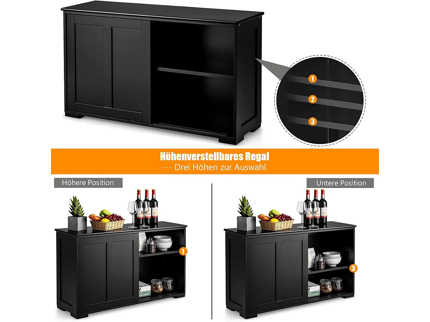 Sideboard, Küchenschrank Beistellschrank TI75080