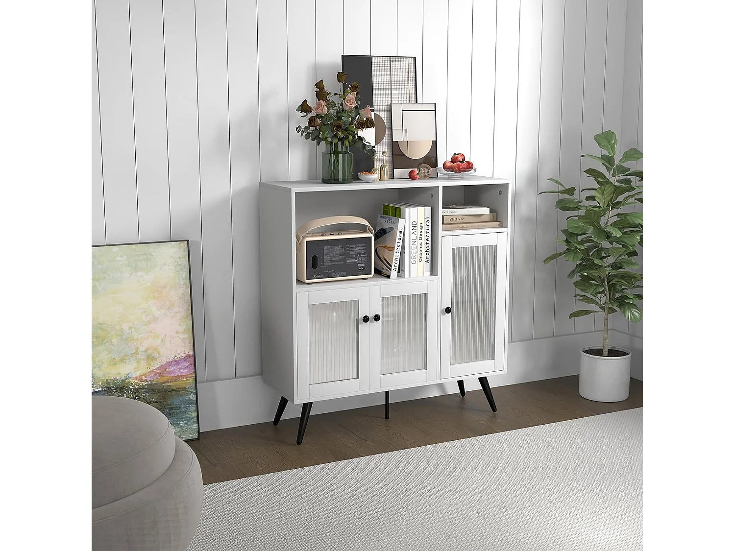 Vintage Küchenschrank mit Glastüren VH32593