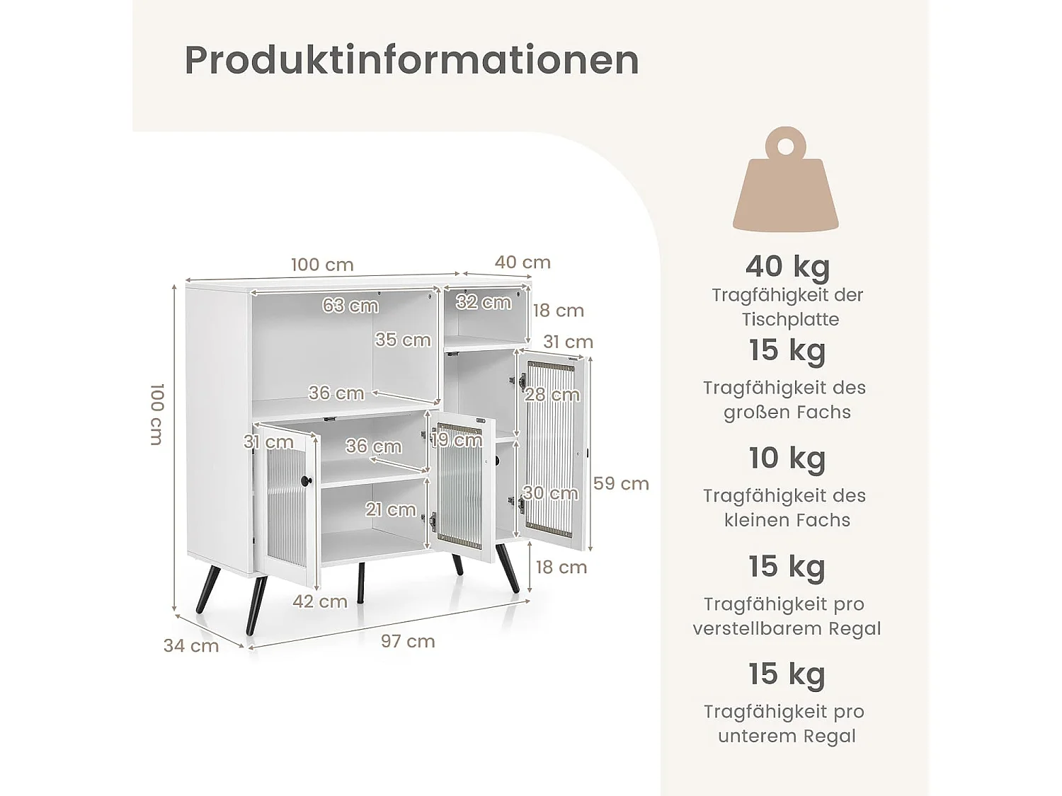 Vintage Küchenschrank mit Glastüren VH32593