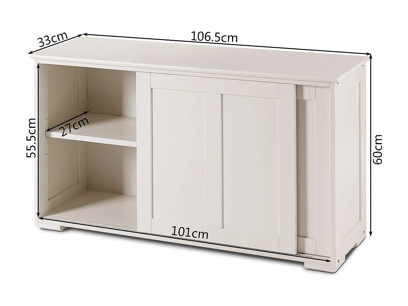 Armadietto da cucina a due porte scorrevoli Mobiletto in legno per bagno 106,7x33x60cm Beige