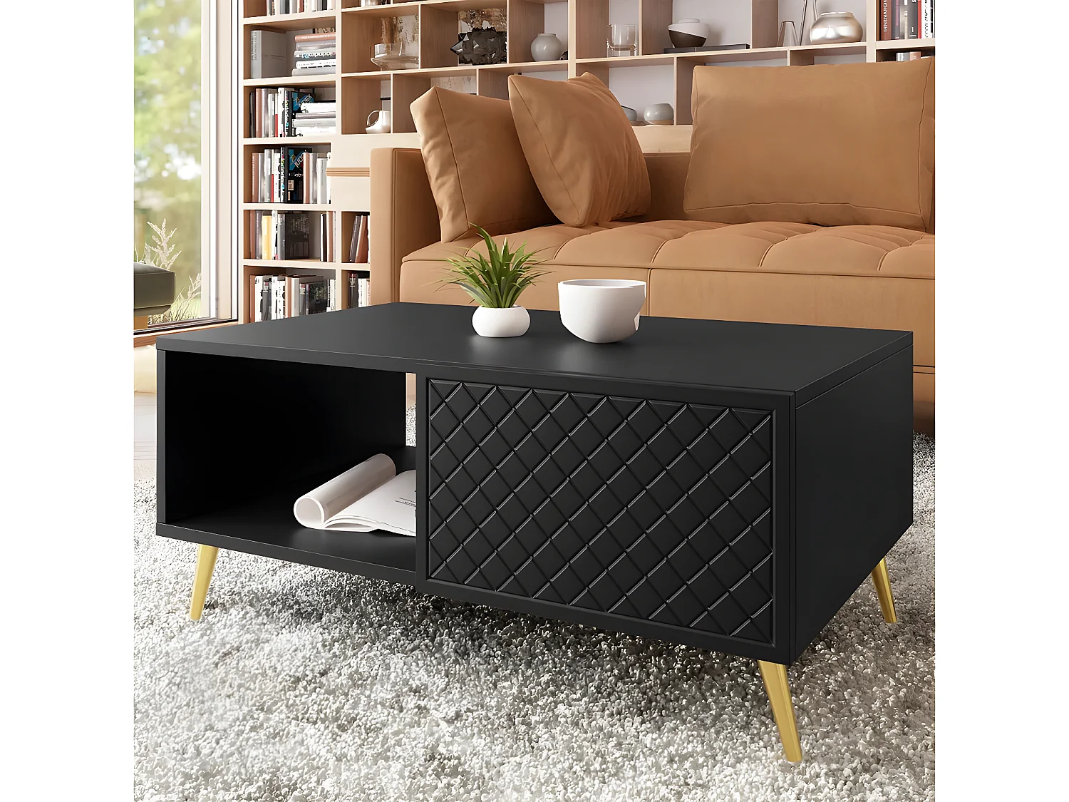 Table basse "Temerra " 99 x 62 x 45 cm - Noir