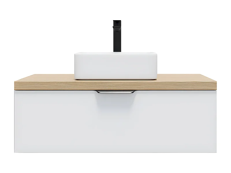 Meuble de salle de bain suspendu vasque à poser 90cm 1 tiroir Blanc - Soho