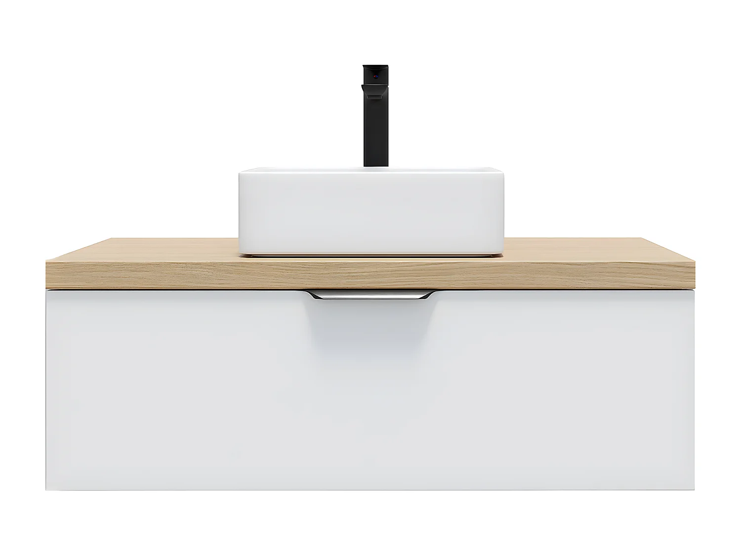 Meuble de salle de bain suspendu vasque à poser 90cm 1 tiroir Blanc - Soho