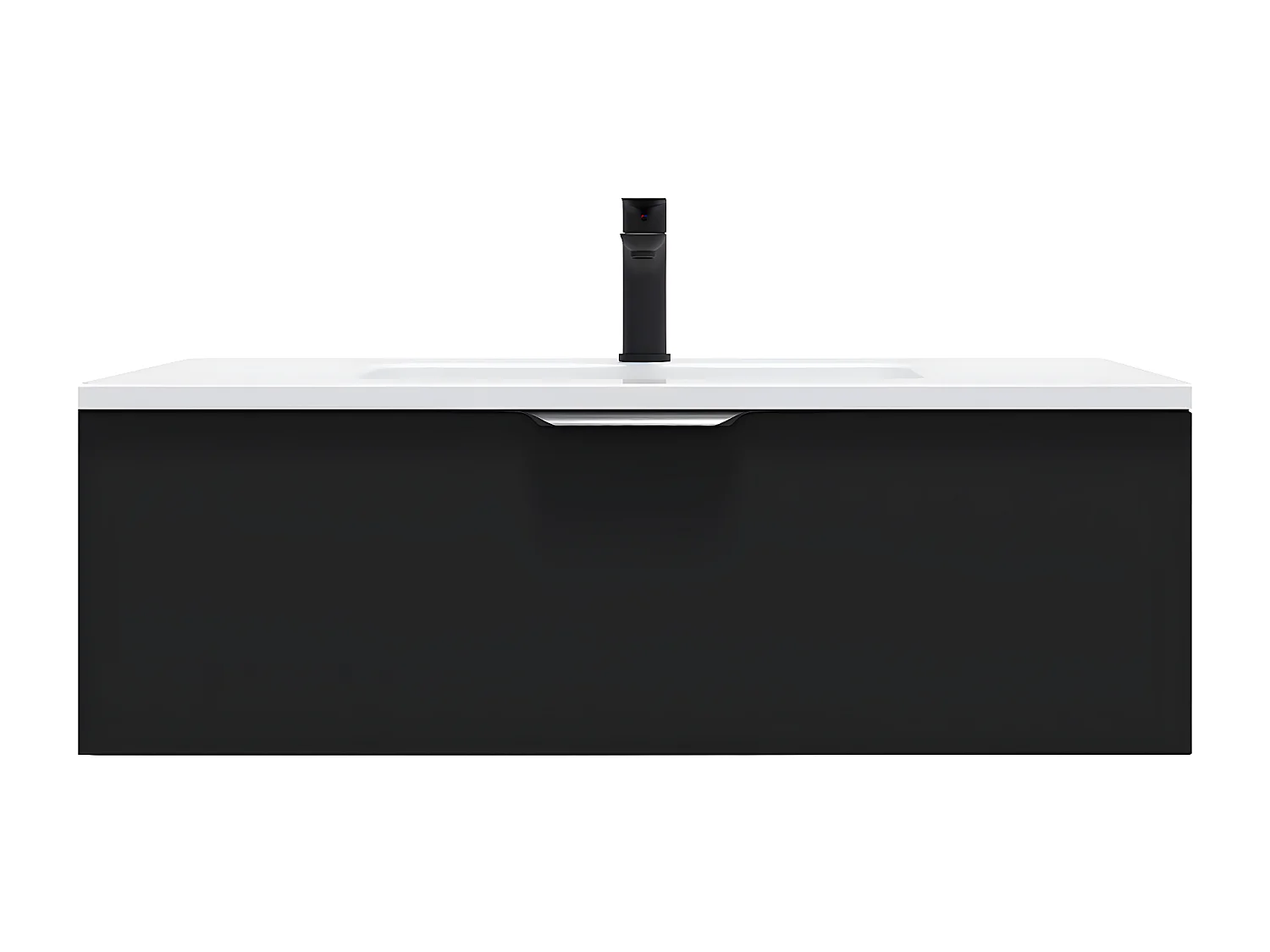 Meuble de salle de bain suspendu vasque intégrée 90cm 1 tiroir Noir - Soho