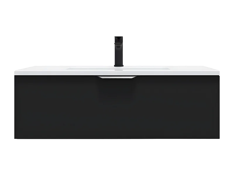 Meuble de salle de bain suspendu vasque intégrée 90cm 1 tiroir Noir - Soho