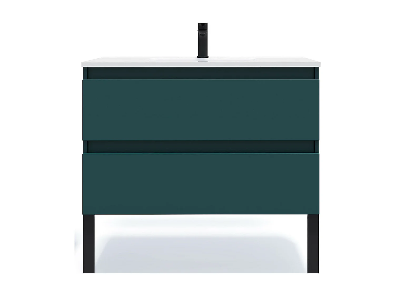 Meuble de salle de bain suspendu vasque intégrée 90cm 2 tiroirs Bleu - Hudson