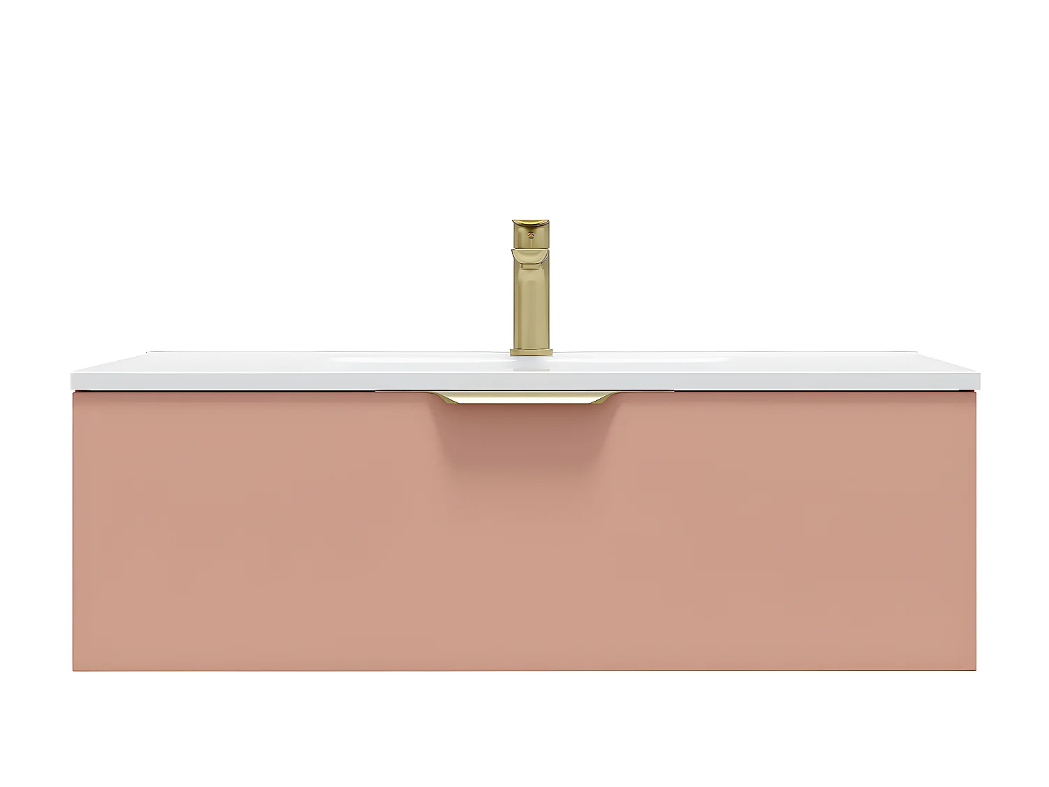 Meuble de salle de bain suspendu vasque intégrée 90cm 1 tiroir Abricot - Venice