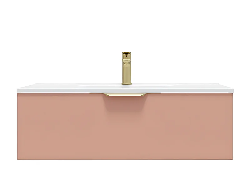 Meuble de salle de bain suspendu vasque intégrée 90cm 1 tiroir Abricot - Venice