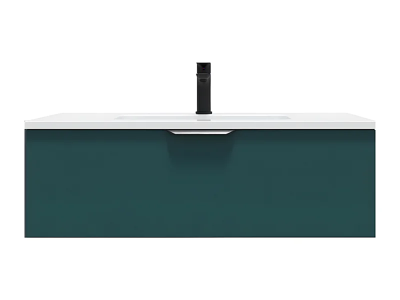 Meuble de salle de bain suspendu vasque intégrée 90cm 1 tiroir Bleu - Soho