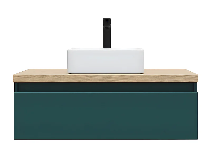 Meuble de salle de bain suspendu vasque à poser 90cm 1 tiroir Bleu - Hudson