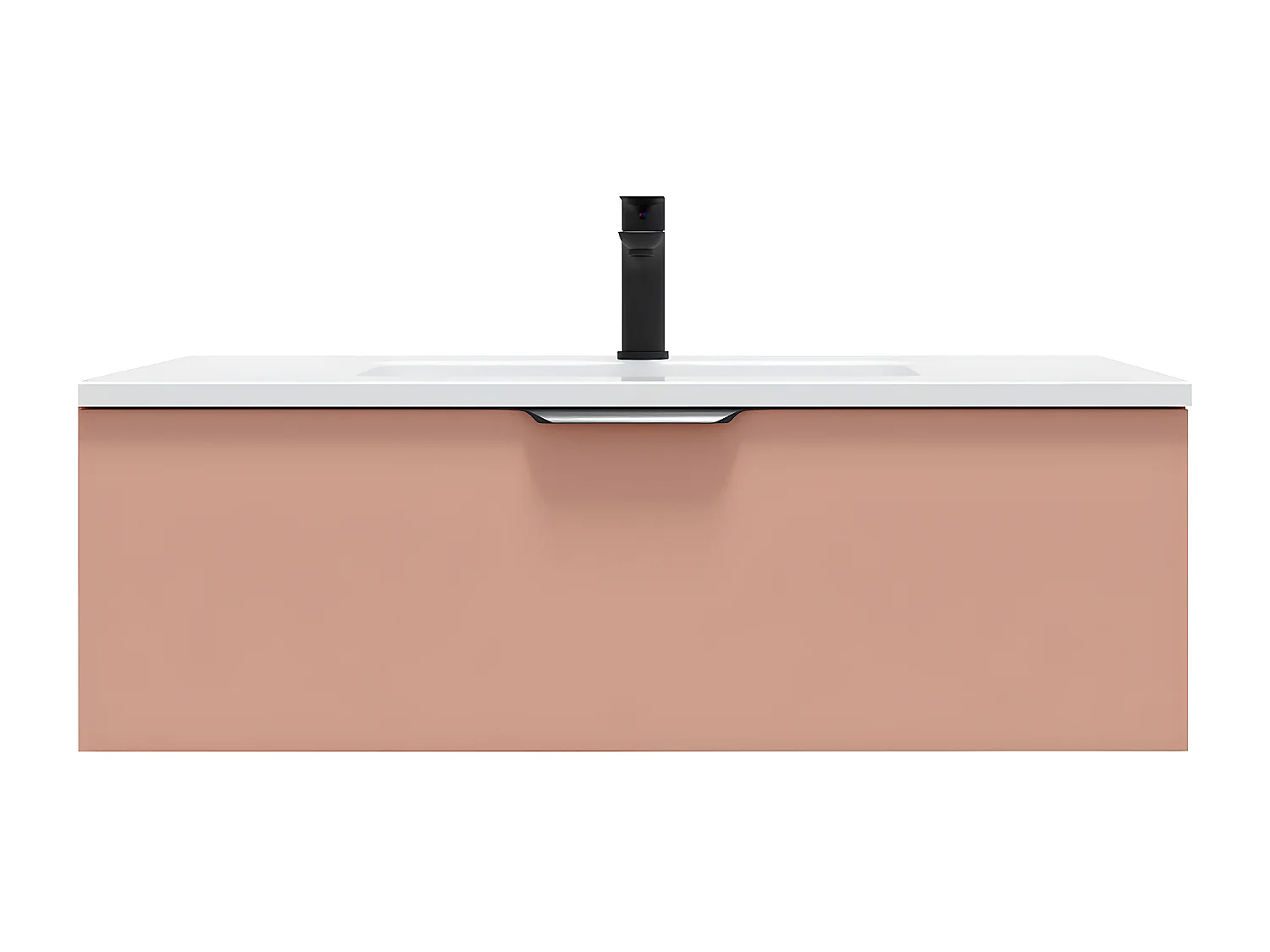 Meuble de salle de bain suspendu vasque intégrée 90cm 1 tiroir Abricot - Soho