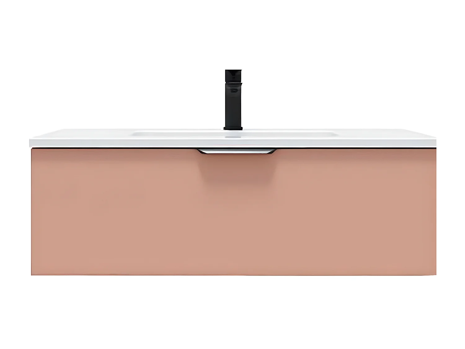 Meuble de salle de bain suspendu vasque intégrée 90cm 1 tiroir Abricot - Soho