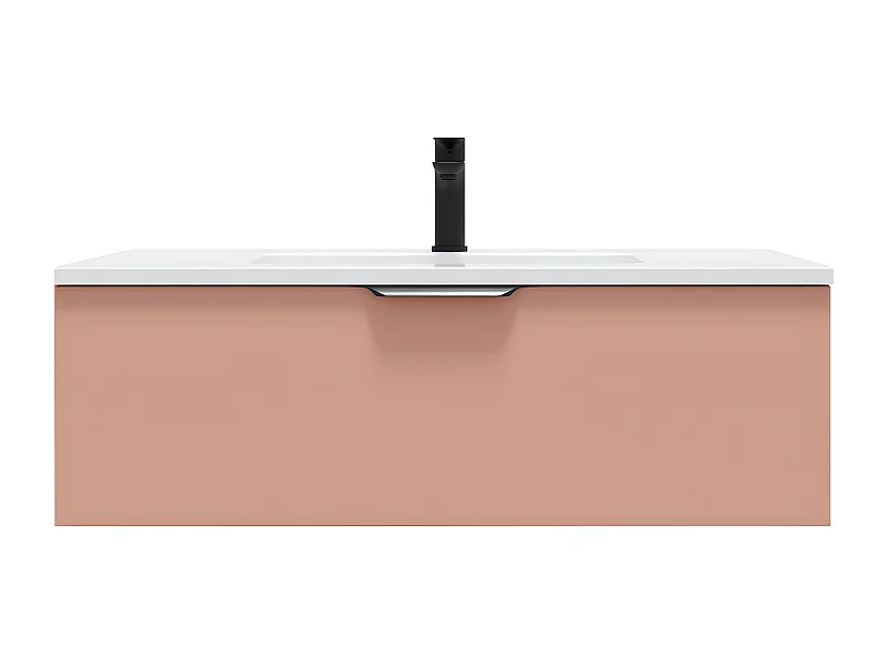 Meuble de salle de bain suspendu vasque intégrée 90cm 1 tiroir Abricot - Soho