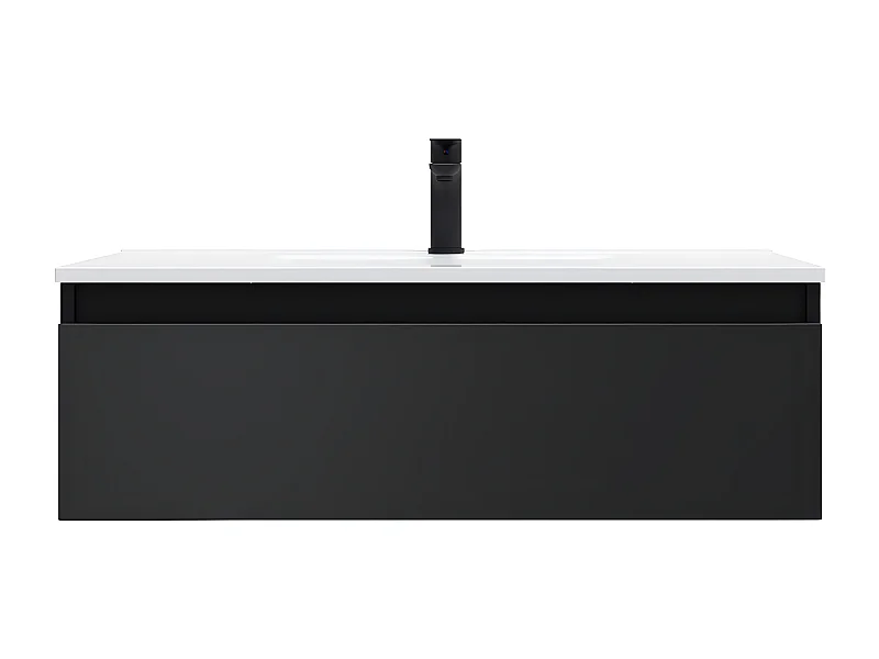 Meuble de salle de bain suspendu vasque intégrée 90cm 1 tiroir Noir - Hudson