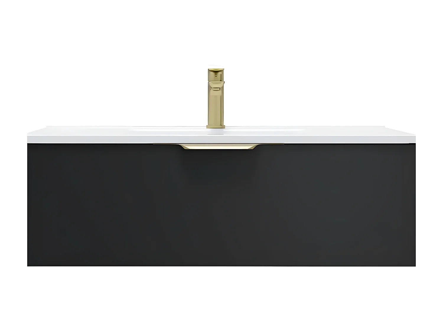 Meuble de salle de bain suspendu vasque intégrée 90cm 1 tiroir Noir - Venice