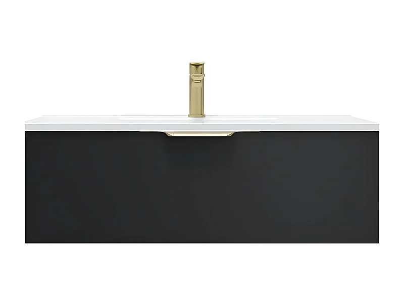 Meuble de salle de bain suspendu vasque intégrée 90cm 1 tiroir Noir - Venice