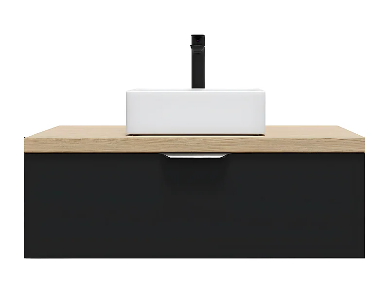 Meuble de salle de bain suspendu vasque à poser 90cm 1 tiroir Noir - Soho